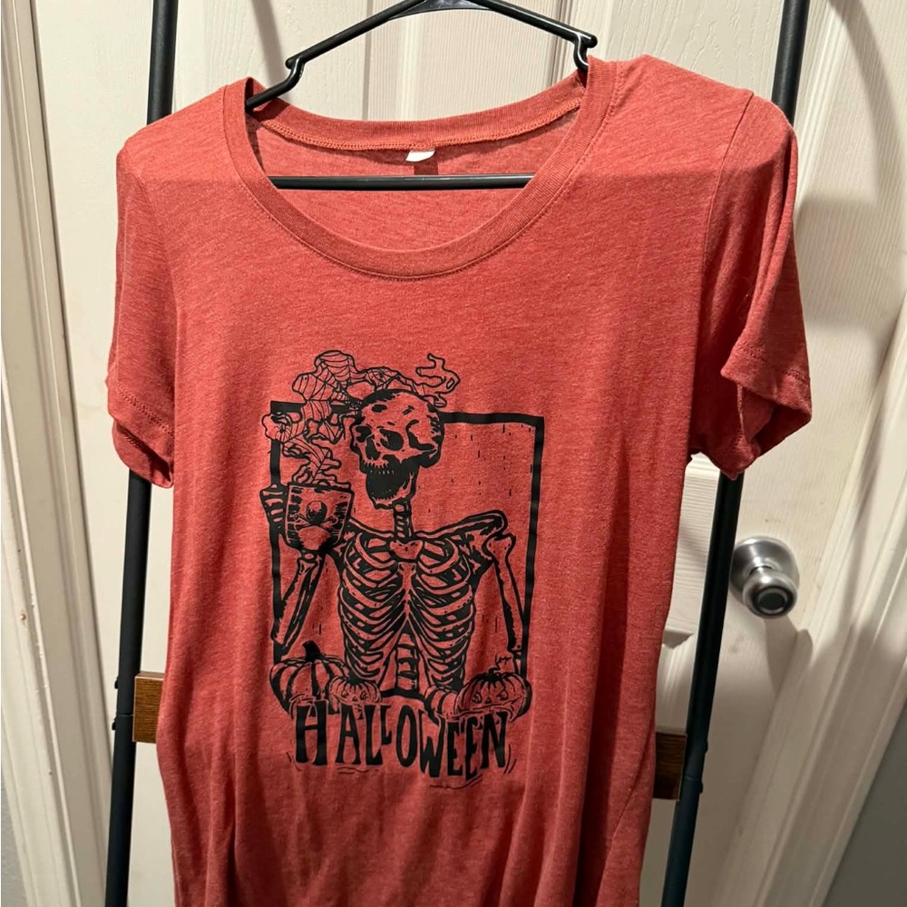 Red Halloween Skeleton Graphic Tee